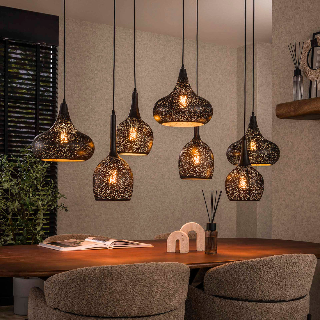 Hanglamp set van 7 Lichtpuntjes Zwart 7 lichtpunten - Industrieelinhuis.nl