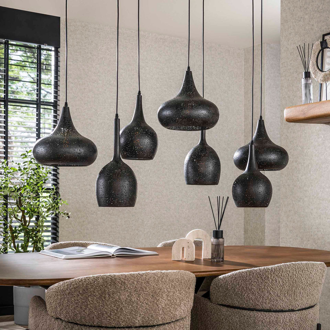 Hanglamp set van 7 Lichtpuntjes Zwart 7 lichtpunten - Industrieelinhuis.nl
