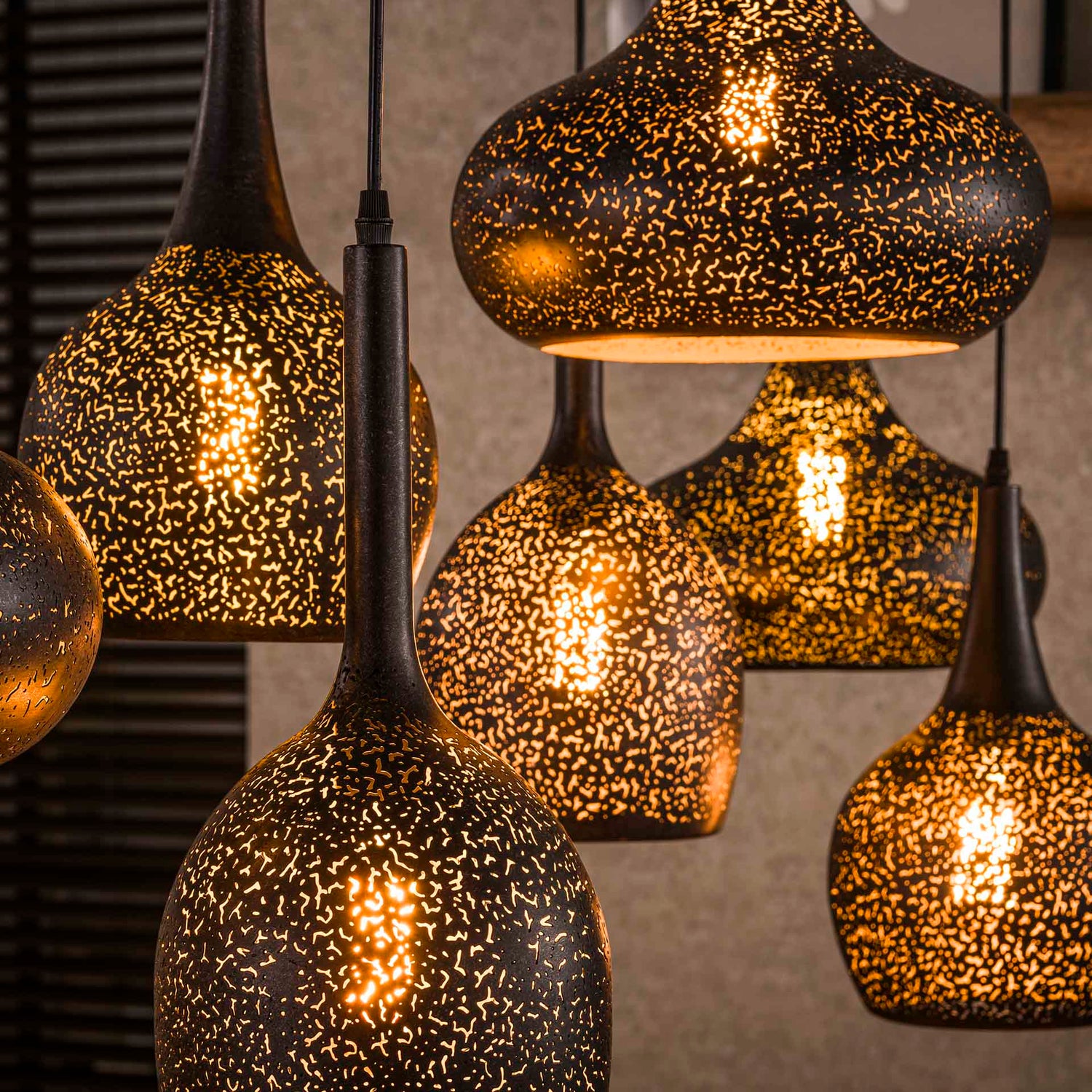 Hanglamp set van 7 Lichtpuntjes Zwart 7 lichtpunten - Industrieelinhuis.nl