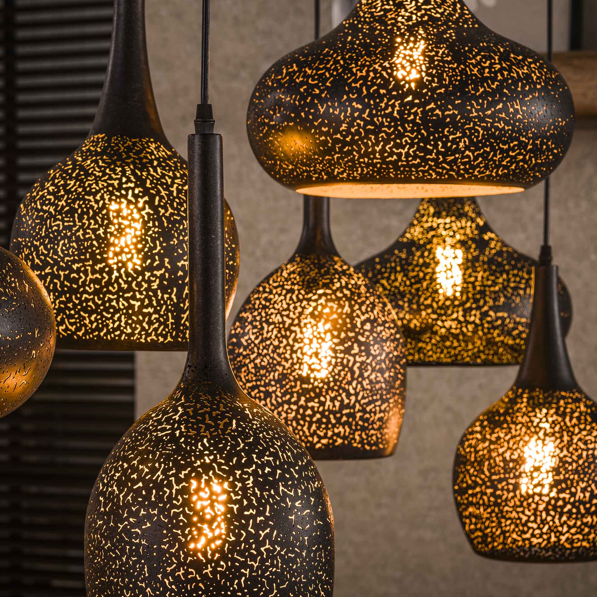 Hanglamp set van 7 Lichtpuntjes Zwart 7 lichtpunten - Industrieelinhuis.nl