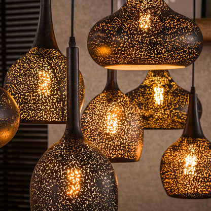 Hanglamp set van 7 Lichtpuntjes Zwart 7 lichtpunten - Industrieelinhuis.nl