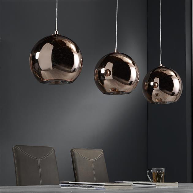 Hanglamp Aura CopperGlobe Koper 3 lichtpunten - Industrieelinhuis.nl