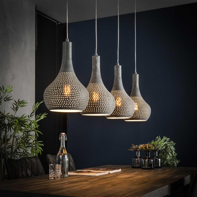 Hanglamp Kegel Mira Grijs 4 lichtpunten - Industrieelinhuis.nl