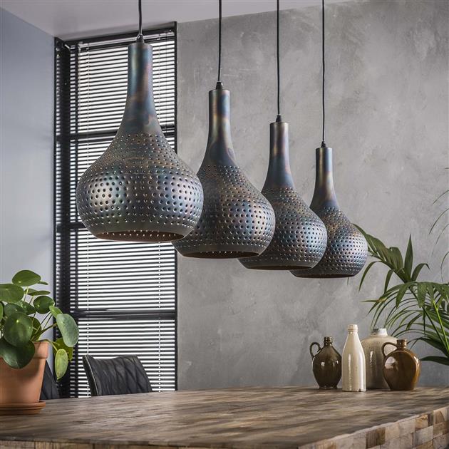 Hanglamp Kegels Mira Zwart 4 lichtpunten - Industrieelinhuis.nl