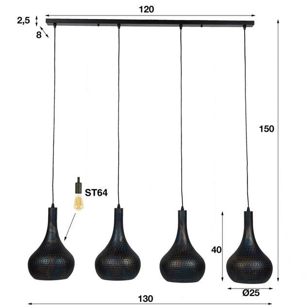 Hanglamp Kegels Mira Zwart 4 lichtpunten - Industrieelinhuis.nl