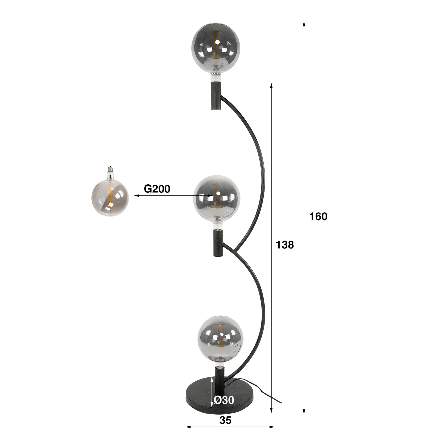 Vloerlamp Arcus 3L