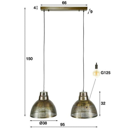 Hanglamp industrieel Fienna Brons Ø38 cm 2 lichtpunten - Industrieelinhuis.nl