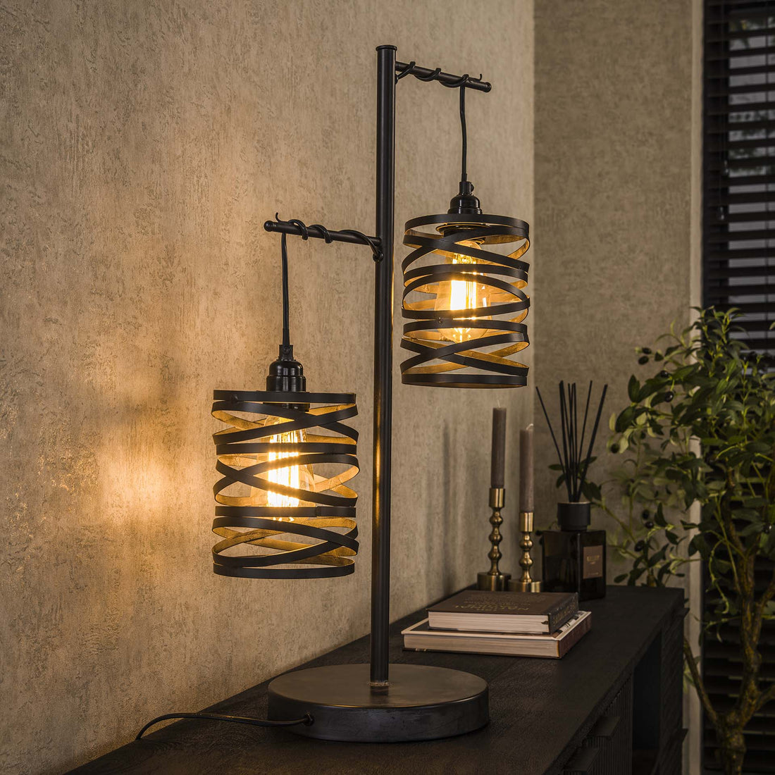Tafellamp Sia Grijs 2 lichtpunten - Industrieelinhuis.nl