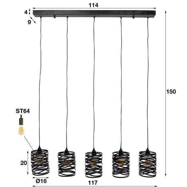 Hanglamp Sia Grijs Ø17 cm 5 lichtpunten - Industrieelinhuis.nl