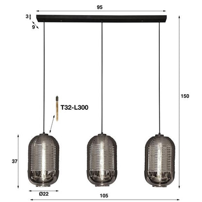 Hanglamp Cilinder Chroom 3 lichtpunten - Industrieelinhuis.nl