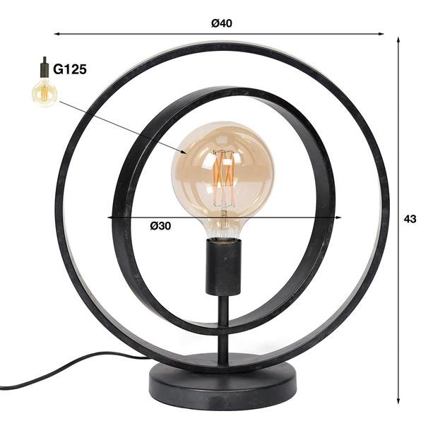 Tafellamp industrieel Twincircles Zwart 1 lichtpunt - Industrieelinhuis.nl