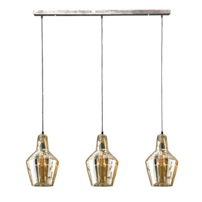 Hanglamp Kegel Amber Oud Zilver 3 lichtpunten - Industrieelinhuis.nl