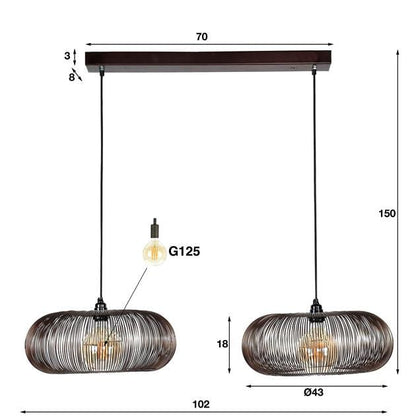 Hanglamp 2 lichtpunten Lumia Copper Zwart Nikkel Ø43 cm - Industrieelinhuis.nl