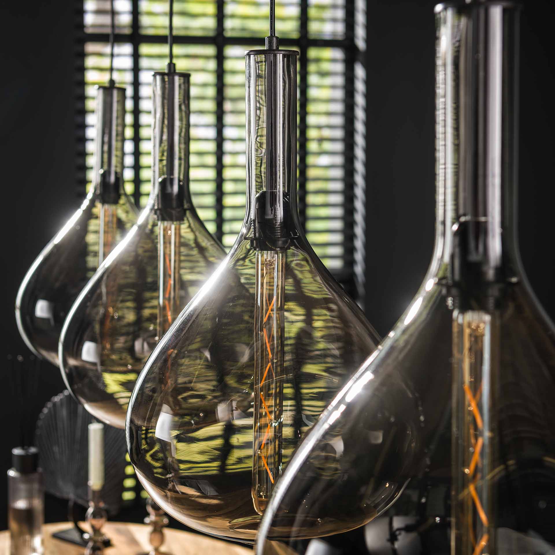 Hanglamp Druppels Zwart Amber - Industrieelinhuis.nl
