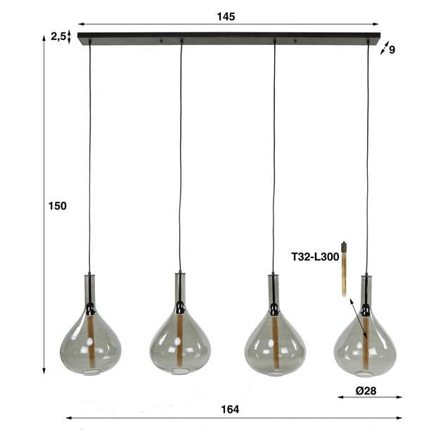 Hanglamp Druppels Zwart Amber - Industrieelinhuis.nl