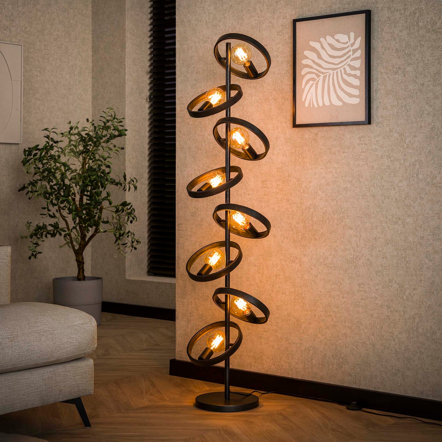 Vloerlamp Groot Circular Essence 8 lichtpunten - Industrieelinhuis.nl