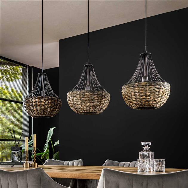 Hanglamp Set van 3 Kegel Rustic Ray Zwart - Industrieelinhuis.nl