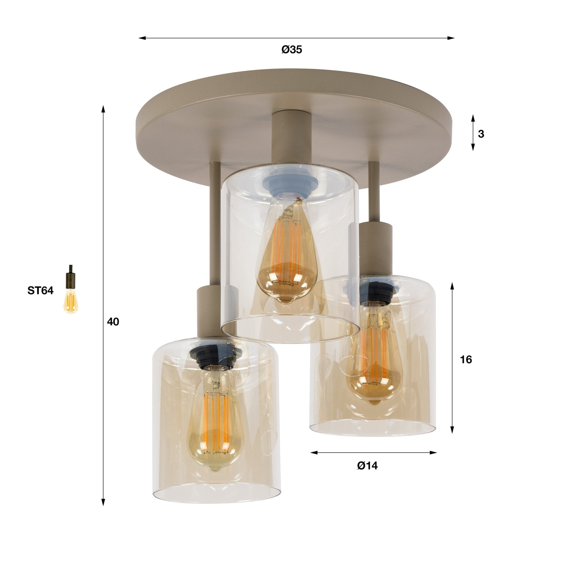 Plafondlamp Sepiora 3L