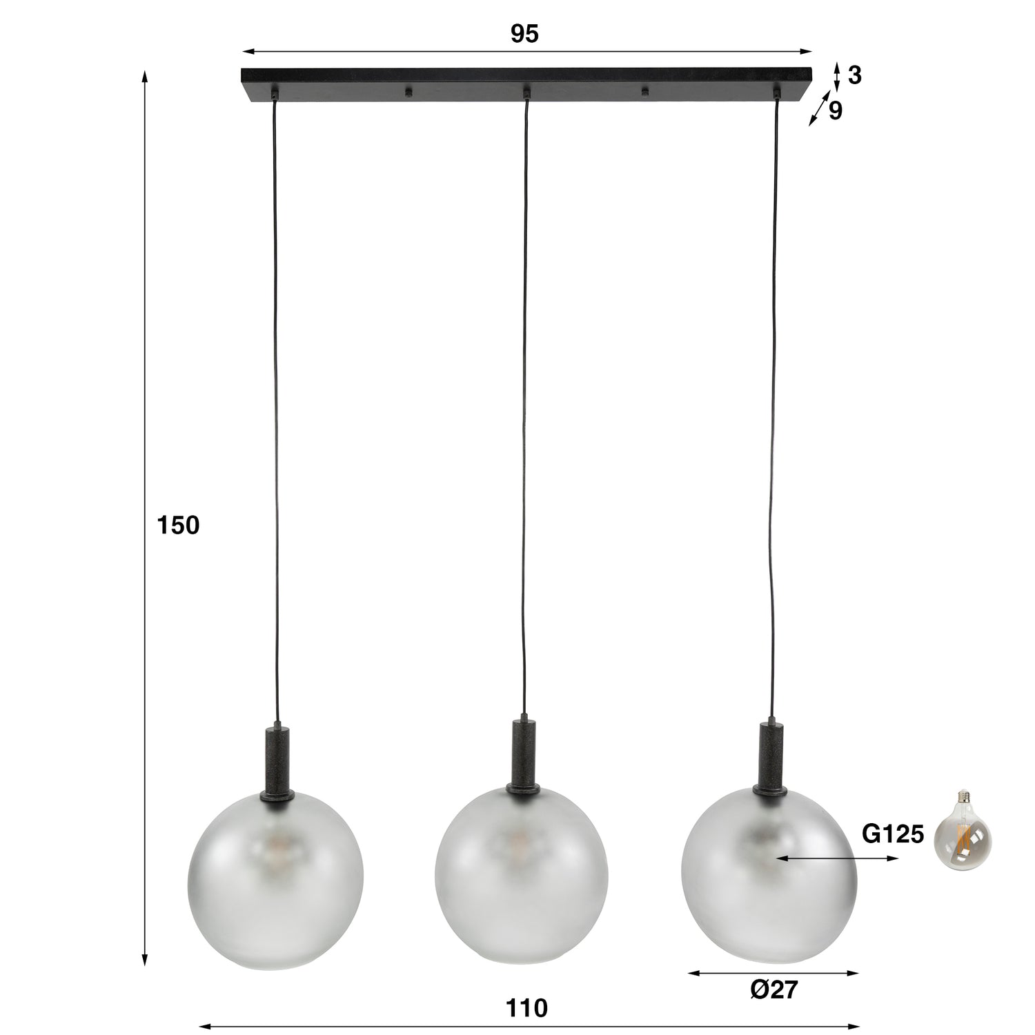 Hanglamp Bubble Frosted 3L - Industrieelinhuis.nl