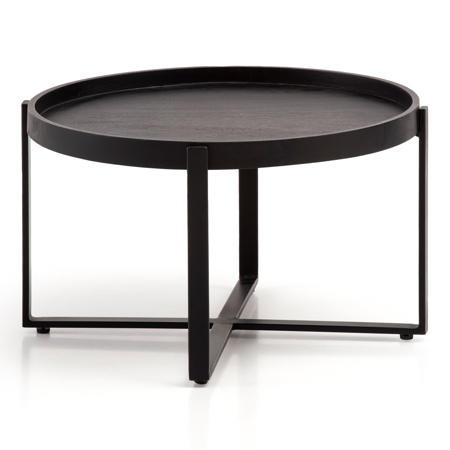 salontafel massief hout zwart 60x60x35cm woonkamertafel rond