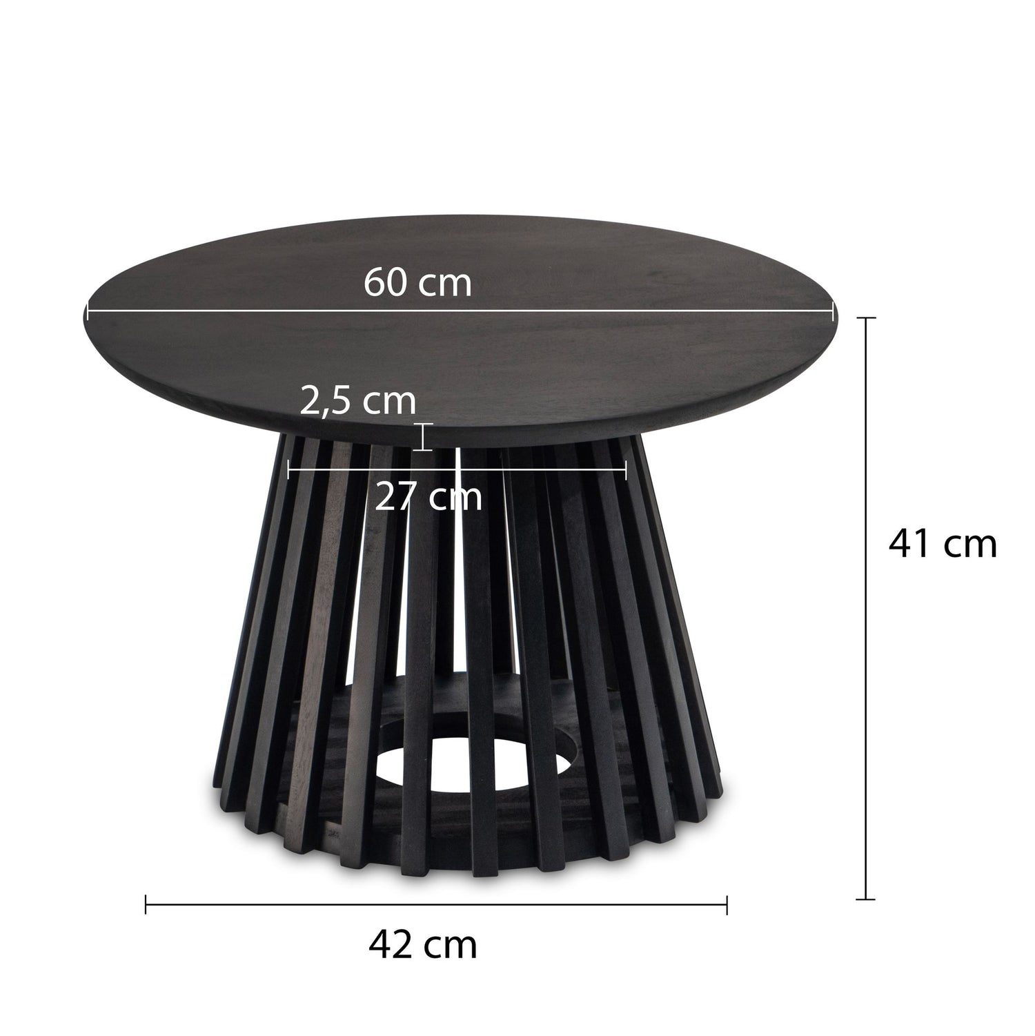 Salontafel zwart rond 60x60x41cm