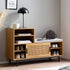 Schoenenbank met opbergruimte | 120 x 40 x 75,5 cm | Eikenlook melamine - Industrieelinhuis.nl