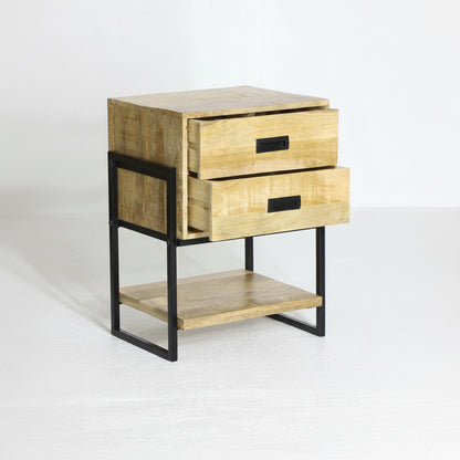 Britt Loft Nachtkastje – Mangohout &amp; Staal | 61 × 48 × 53 cm