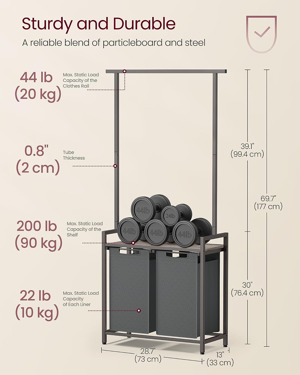 Wasmand met Hangende Plank - Industrieelinhuis.nl