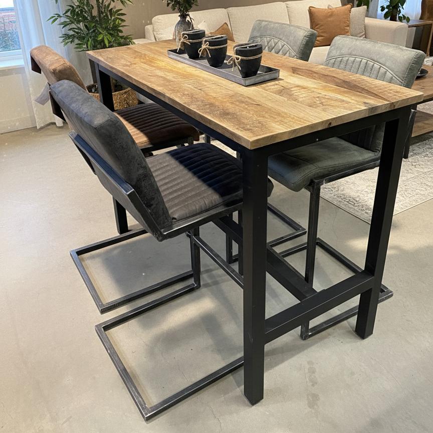 Bartafel Industrieel | Boomstam bartafels | 135x65x105cm