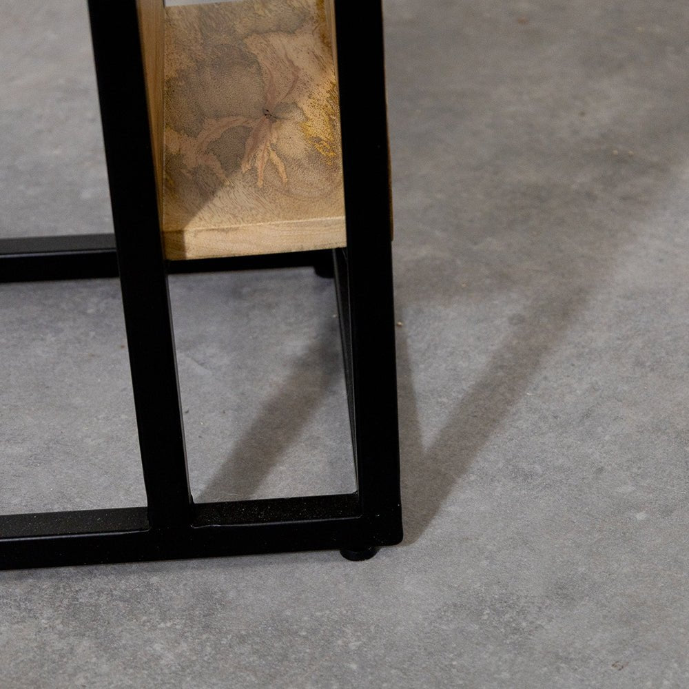 Bijzettafel Britt voor over de bank | Mangohout en Staal | 45x29x69cm