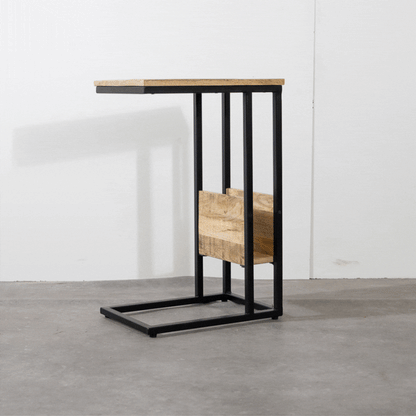 Bijzettafel Britt voor over de bank | Mangohout en Staal | 45x29x69cm