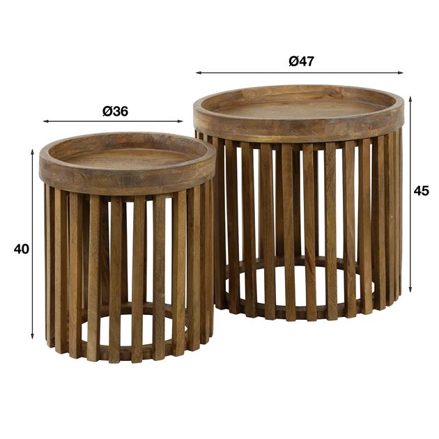 Bijzettafel set van 2 Rond Mod