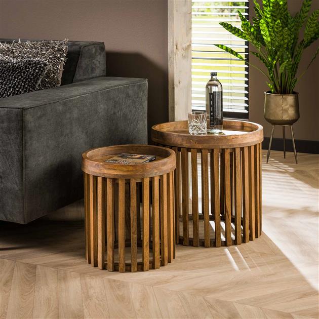 Bijzettafel set van 2 Rond Mod