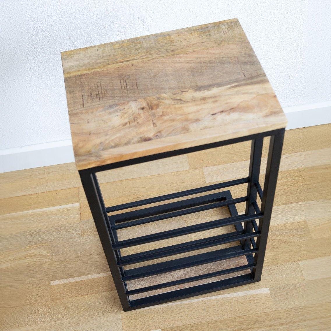 Bijzettafel voor over de bank | Mangohout en Staal | 30x38x65cm