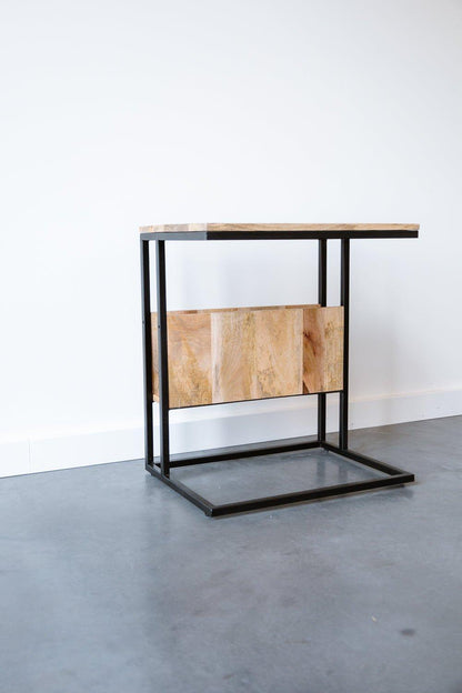 Bijzettafel voor over de bank | Mangohout en Staal | 45x60x69cm