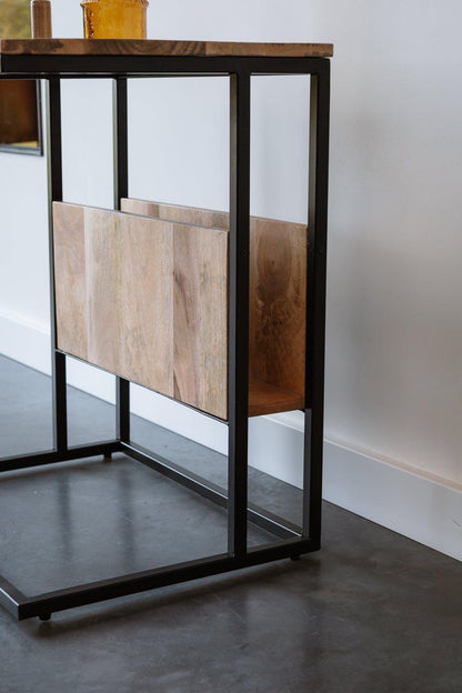Bijzettafel voor over de bank | Mangohout en Staal | 45x60x69cm