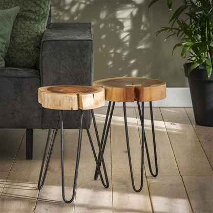 Bijzettafelset Rond Boomstam (2 stuks)