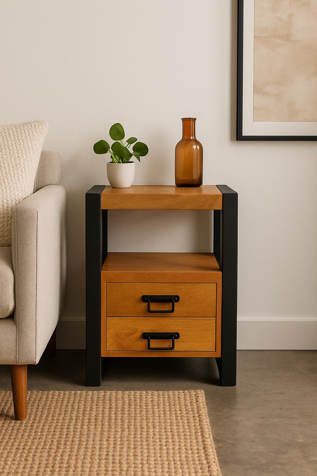 Mango Houten Nachtkastje Britt – 50x40x70cm | Warme Kleurtint Collectie