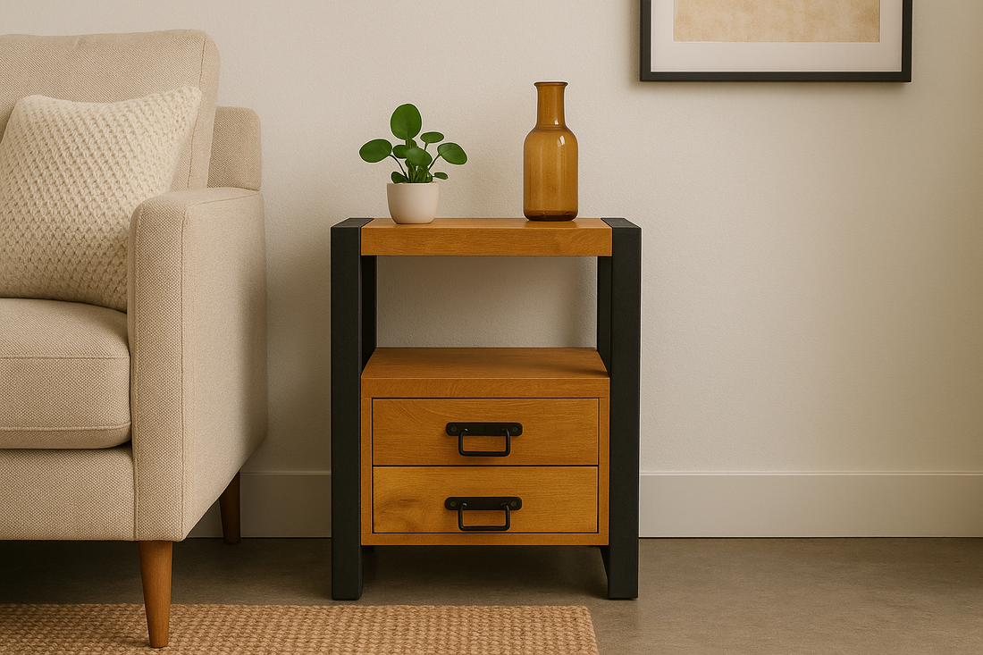 Mango Houten Nachtkastje Britt – 50x40x70cm | Warme Kleurtint Collectie