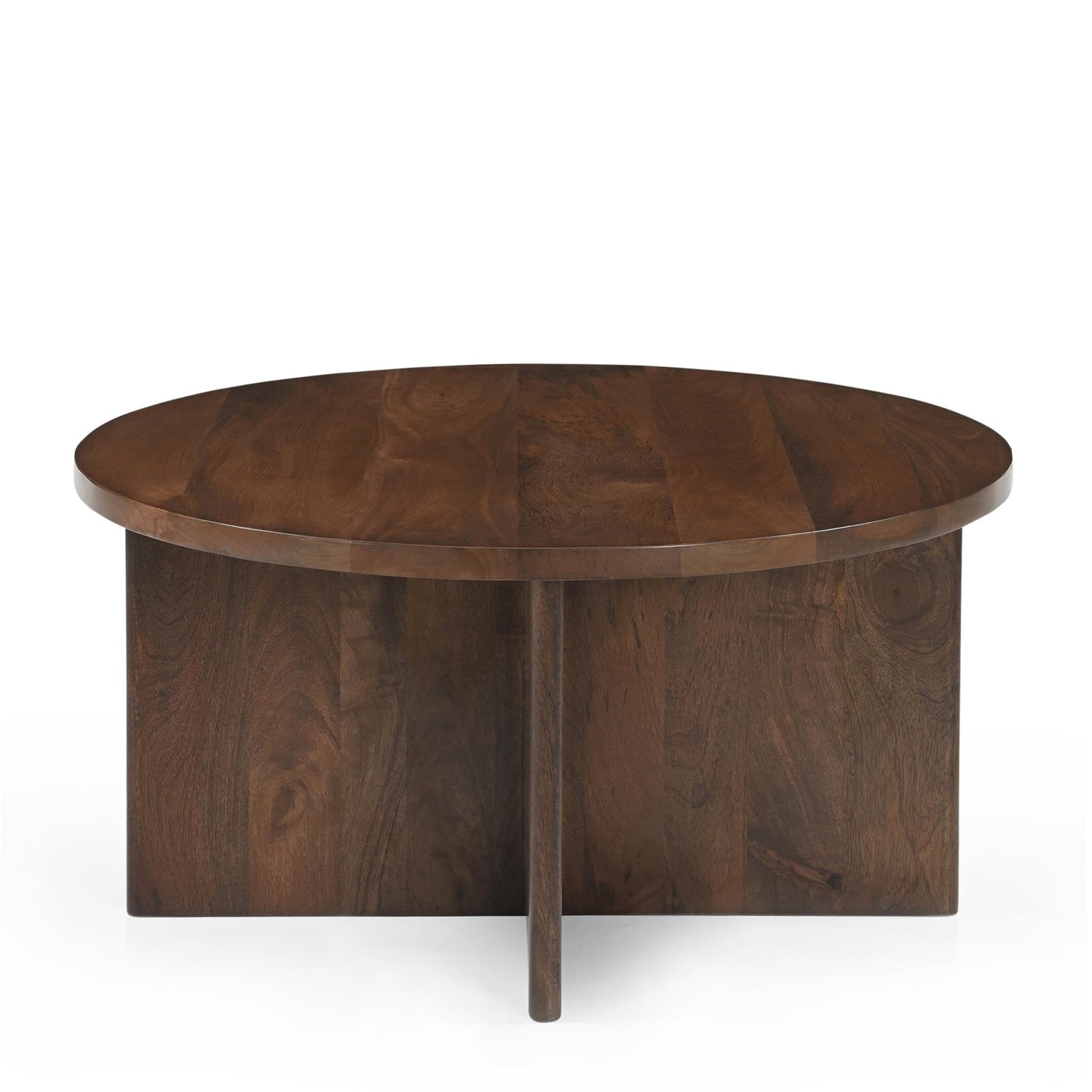 Donkerbruine ronde salontafel mangohout | 80 cm rond |