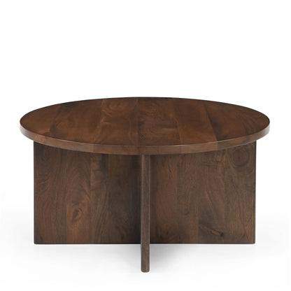 Donkerbruine ronde salontafel mangohout | 80 cm rond |
