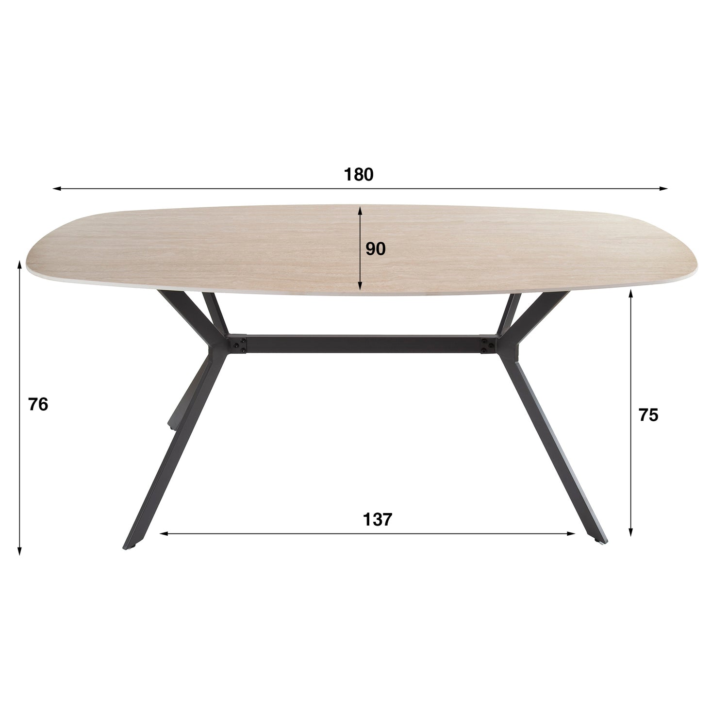 Eettafel Deens Ovaal Nordic 180cm