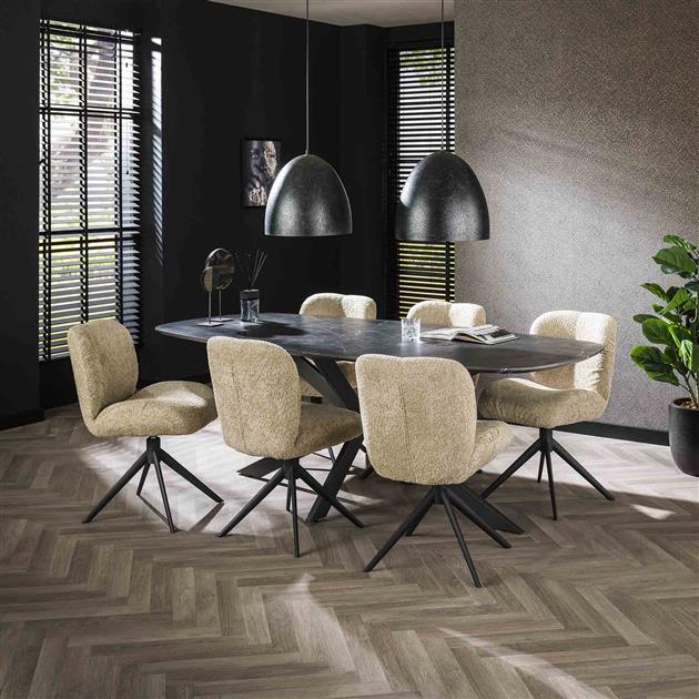 Eettafel Deens ovaal Mats Leisteen 215 cm