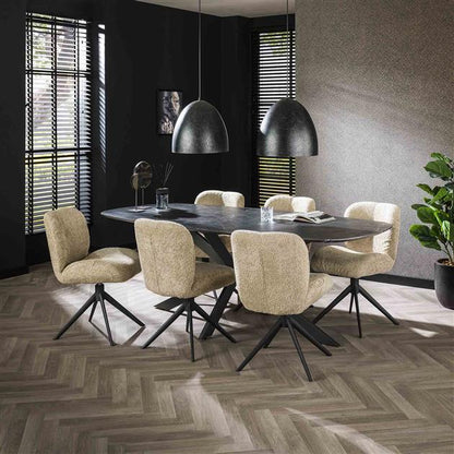 Eettafel Deens ovaal Mats Leisteen 215 cm