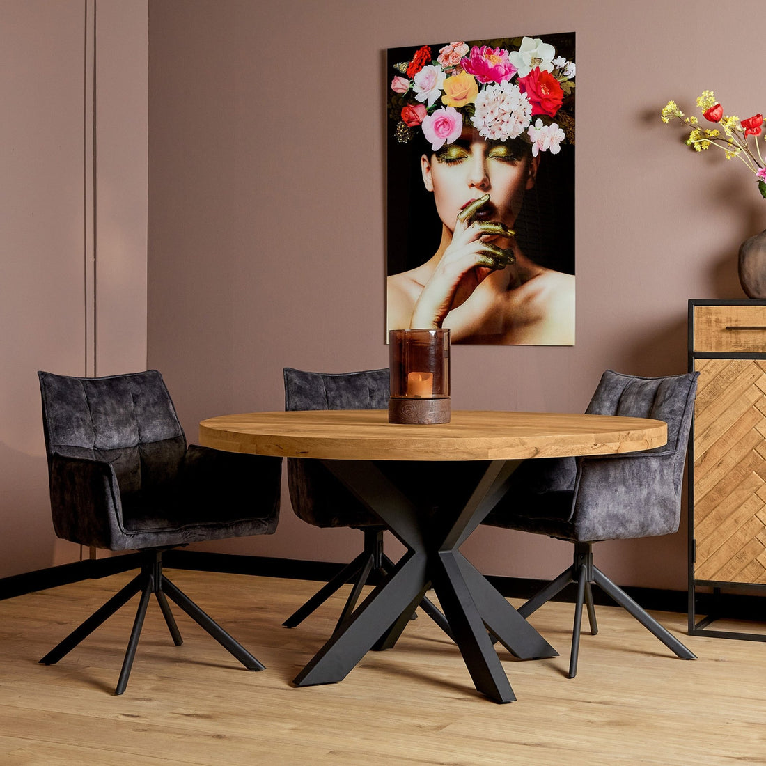 Eettafel Denver | Rond | Mangohout | 130 cm