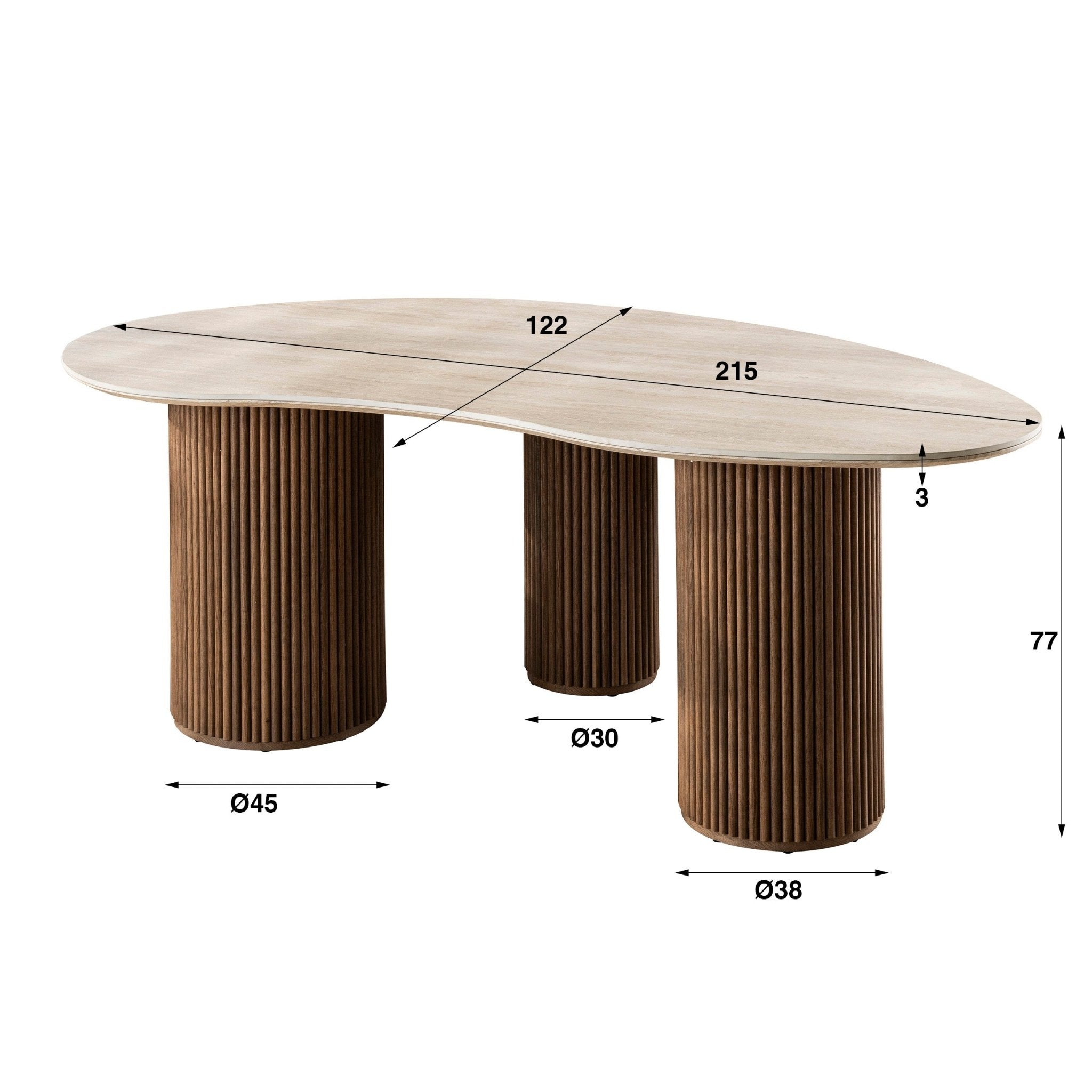 Eettafel Romano | Organische eettafel | 215 cm