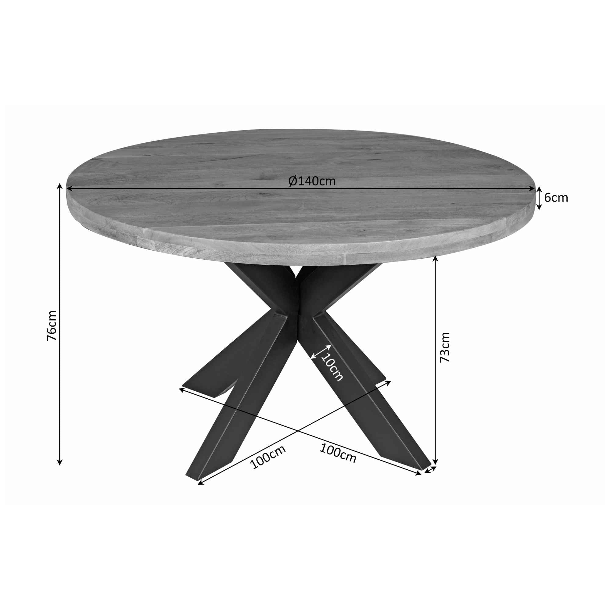 Eettafel Rond Denver | Mangohout | 140 cm