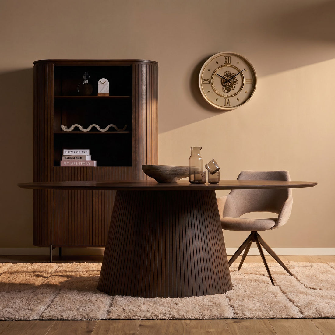Ovale eettafel Solana Bruin Mangohout 210 cm