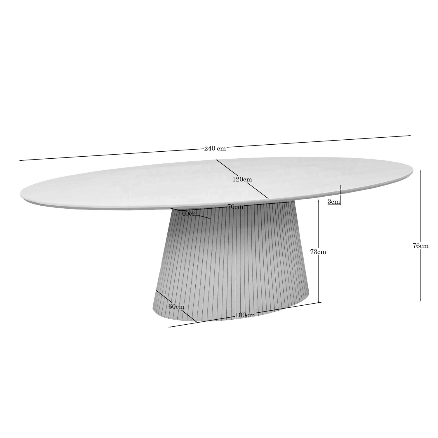 Ovale eettafel Solana Bruin Mangohout 240 cm