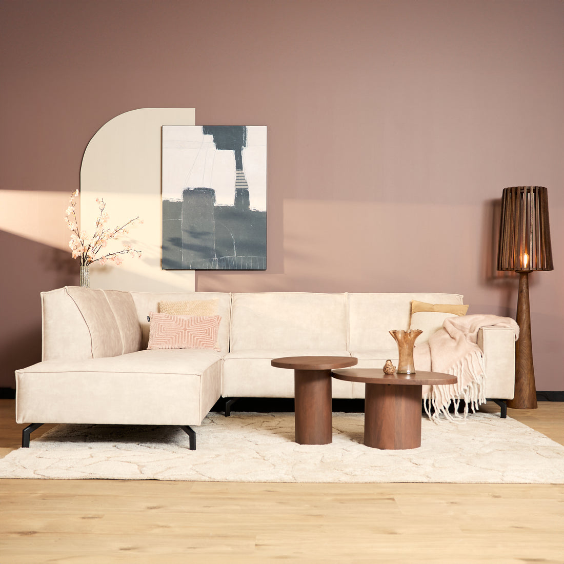 MySofa Velvet Hoekbank Floris Beige - Industrieelinhuis.nl